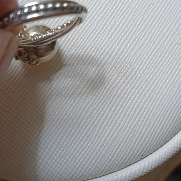 Pandora Vintage Stirling Silver Real Pearl, CZ Garden Odyssey Ring - Picture 5 of 8